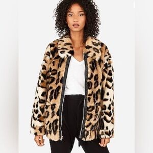 Express Animal Print Faux Fur Jacket